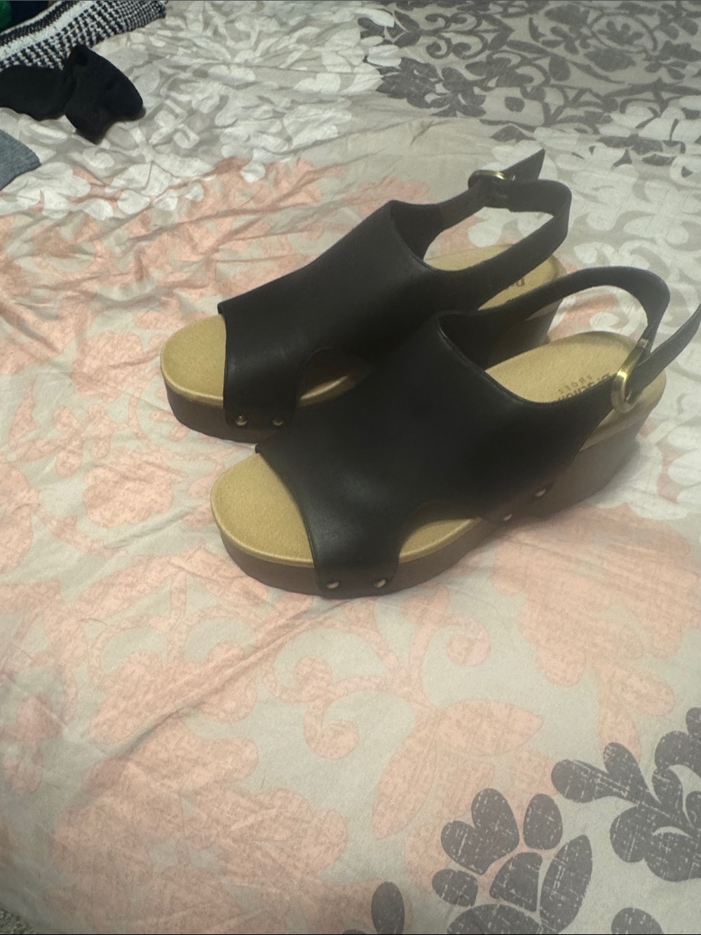 Wren Wrenlee Black Platform Wedge Sandal